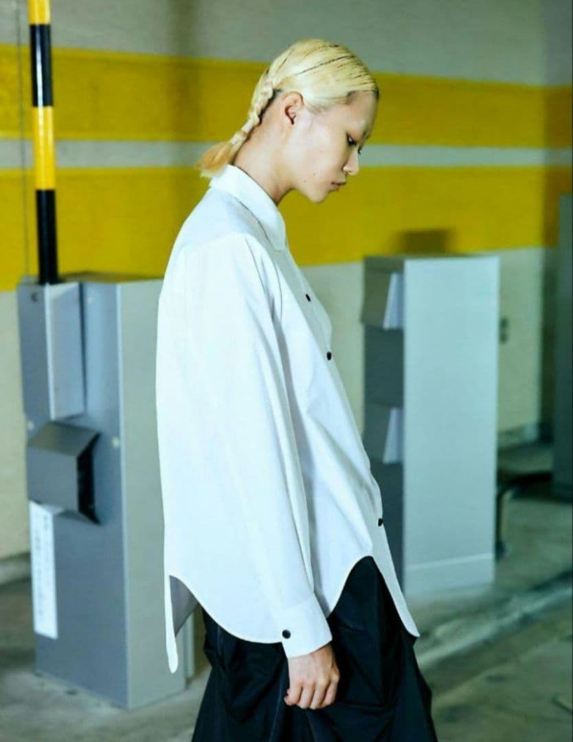 カーブ アシンメトリーシャツ 変形 38 白 ナゴンスタンス ドゥロワーの