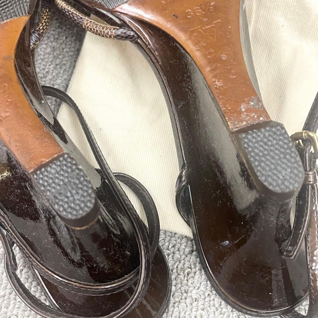 ルイヴィトン サンダル ダミエ 36/5 23.5 靴底補修済 滑り止め加工