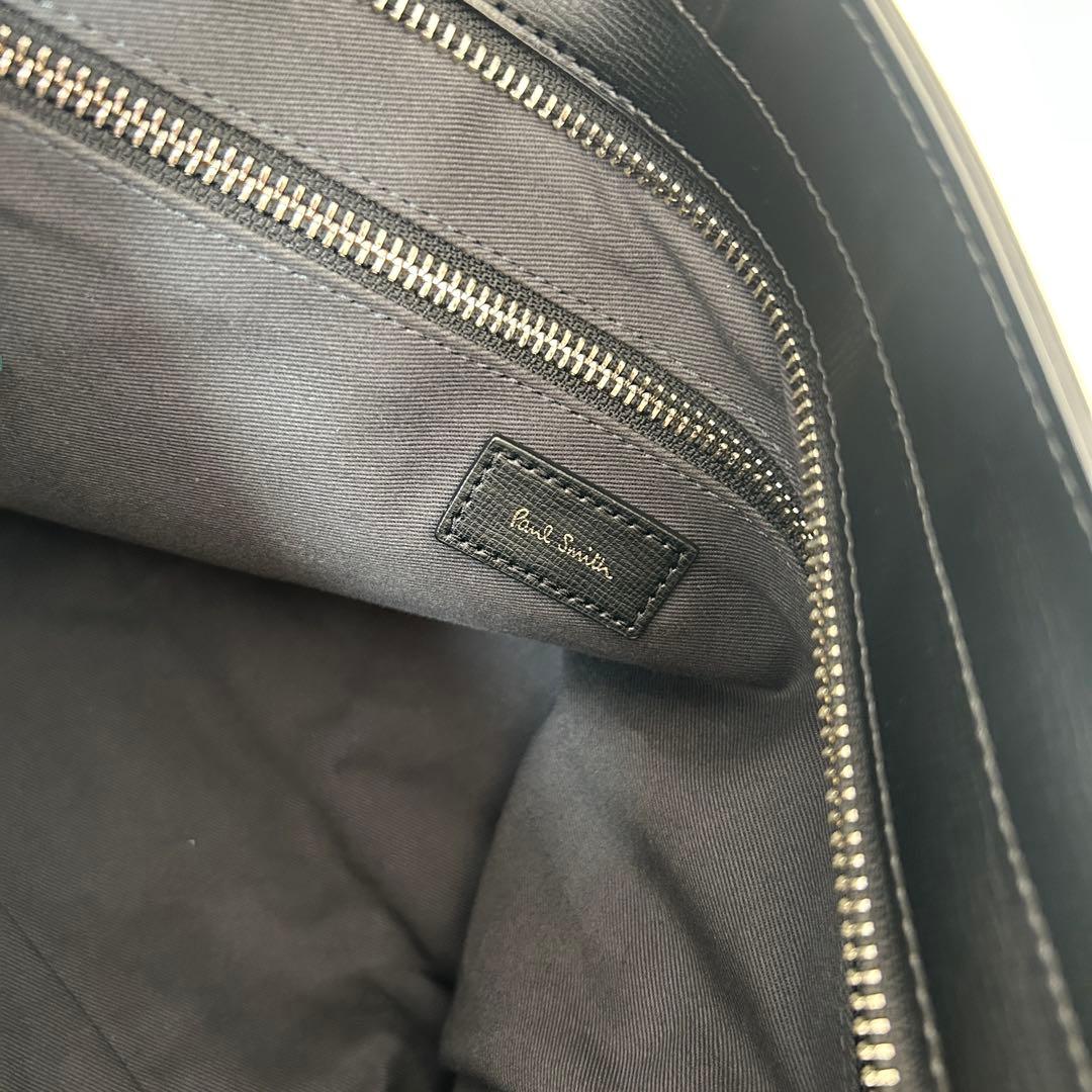 ポールスミス トートバッグ 黒×ターコイズ 本革 ビジネスバッグ A4収納