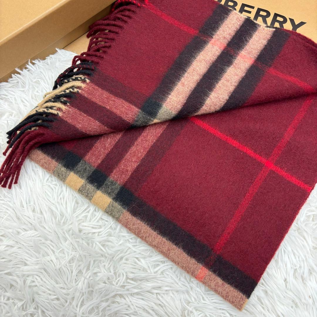 ほぼ未使用✨】Burberry バーバリー マフラー カシミヤ 赤 チェック