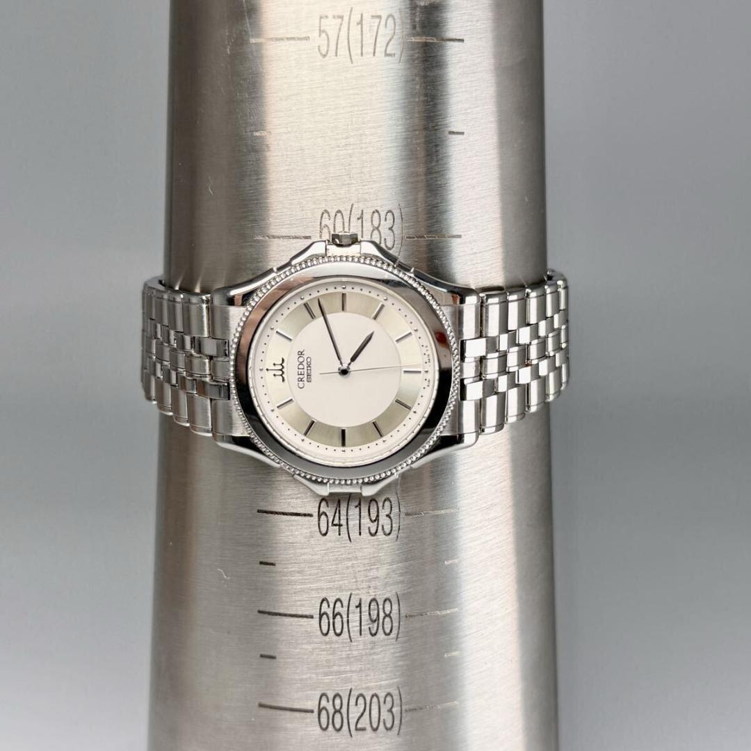 極美品【18KT】稼動 セイコー クレドール 時計 ホワイト メンズ JJ031