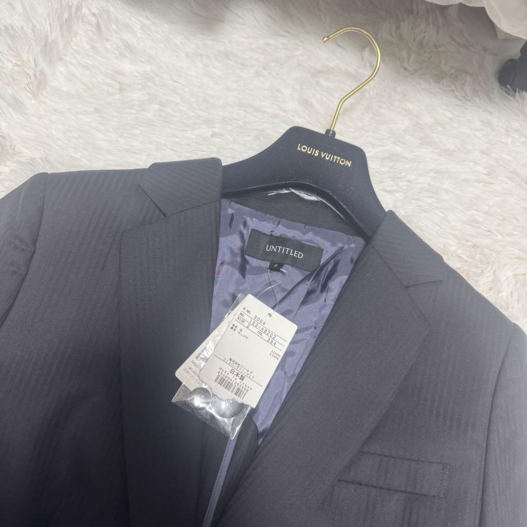新品 UNTITLED ストライプパンツ スーツ セットアップ ネイビー ウール
