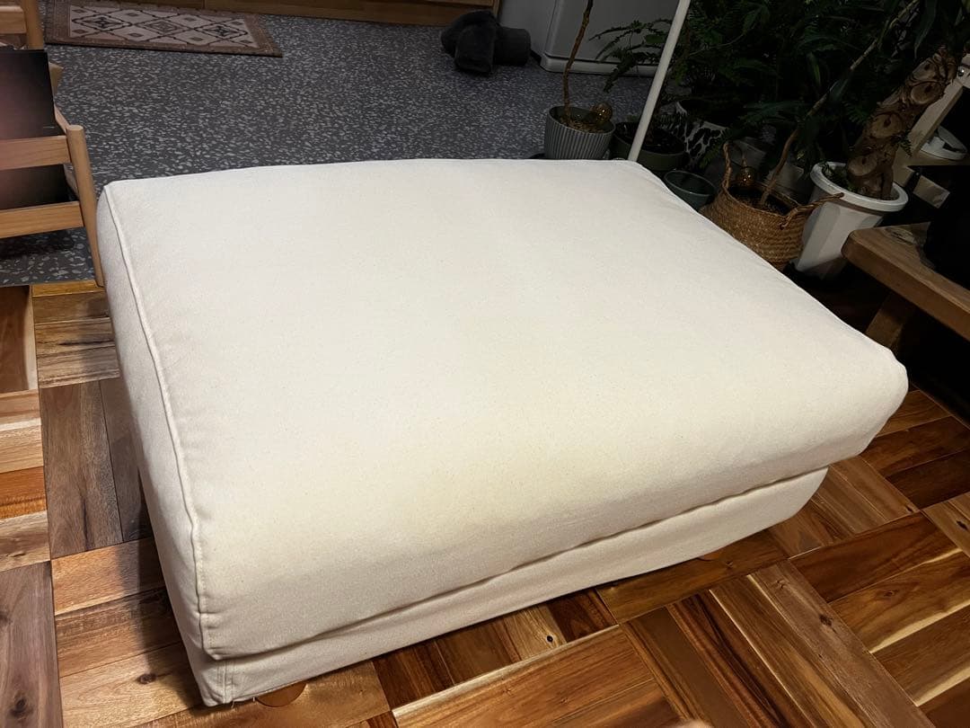 無印良品　布製オットマン 洗いざらしの綿帆布ハイバックリクライニングソファ・オットマン用