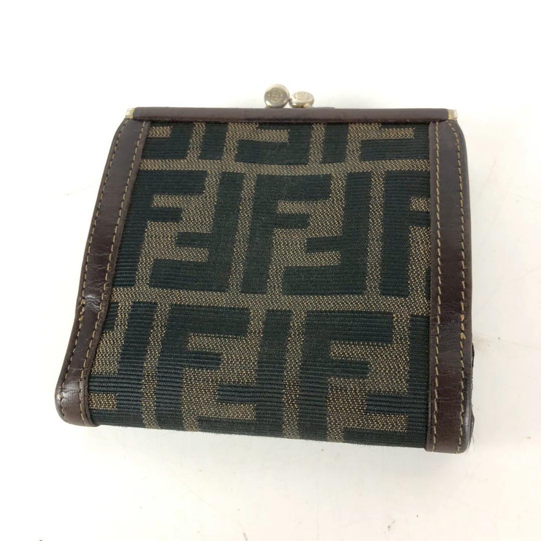 FENDI フェンディ ズッカ柄 がま口 財布 小物 ブラウン レディース