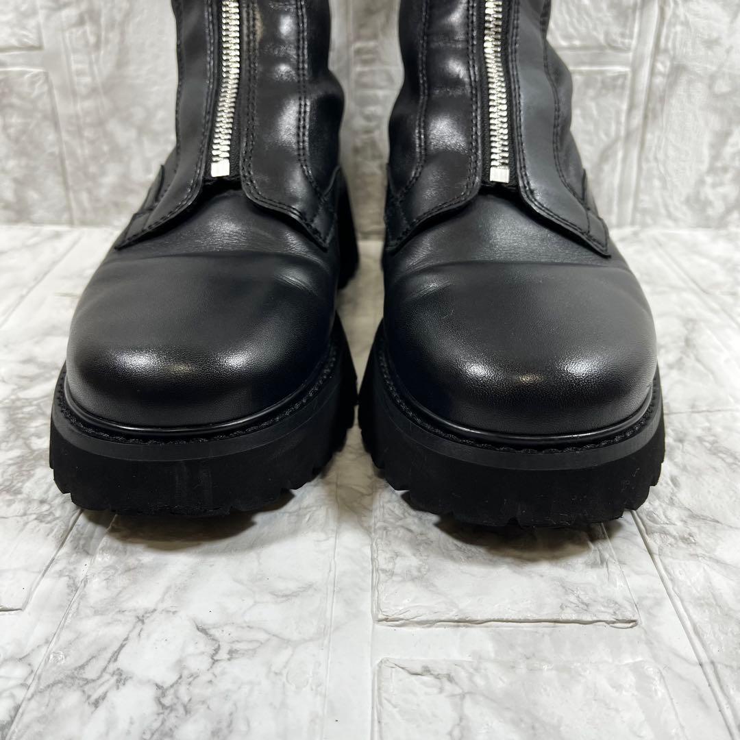 美品】スタッカート ショートブーツ 厚底 センタージップ ブラック 24