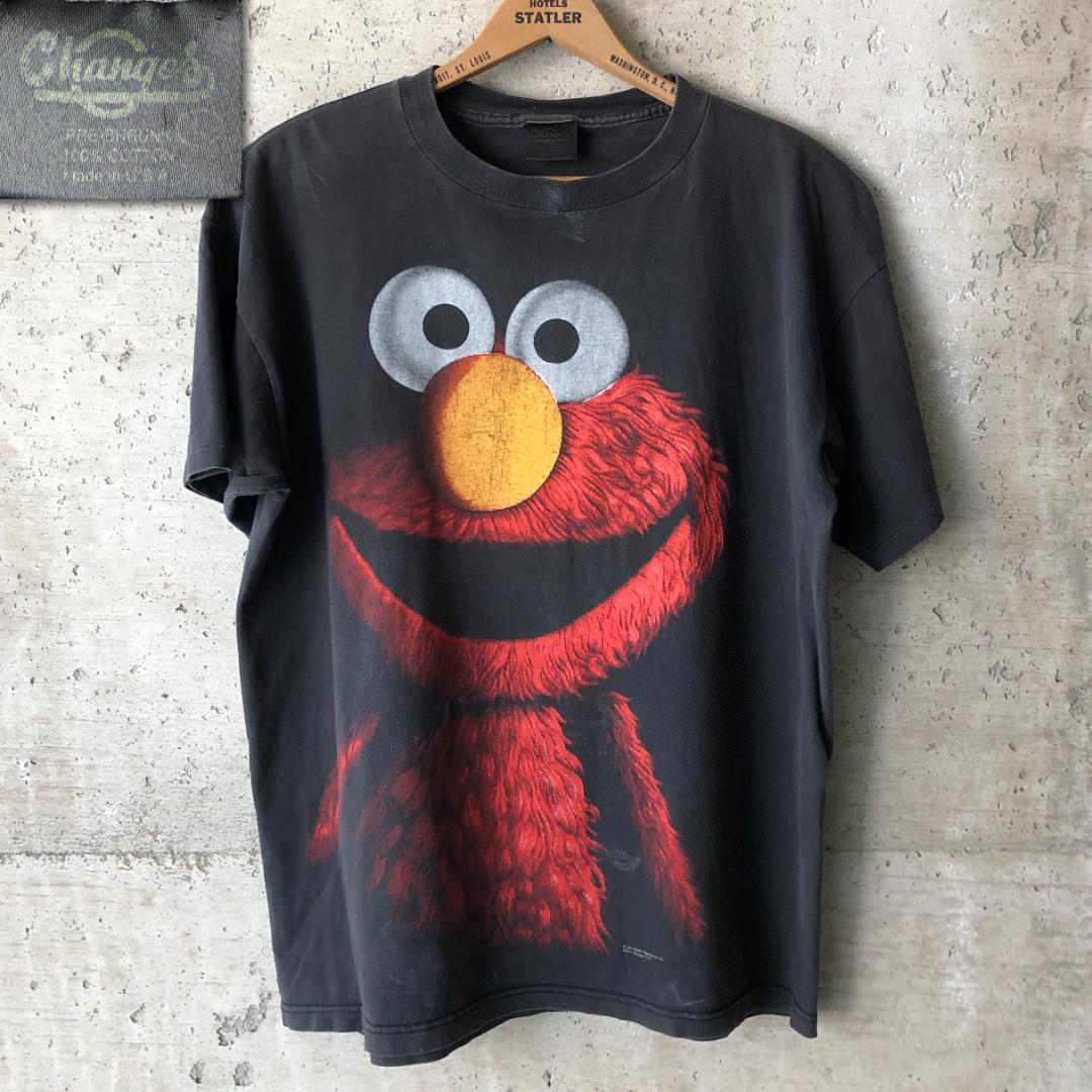 XZ517 Tシャツ エルモ elmo セサミストリート 90s 黒 ホラー - メルカリ