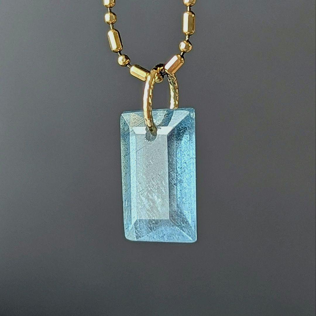 ♢なお♢K18 サンタマリア・アクアマリン 2.8ct ネックレスチャーム