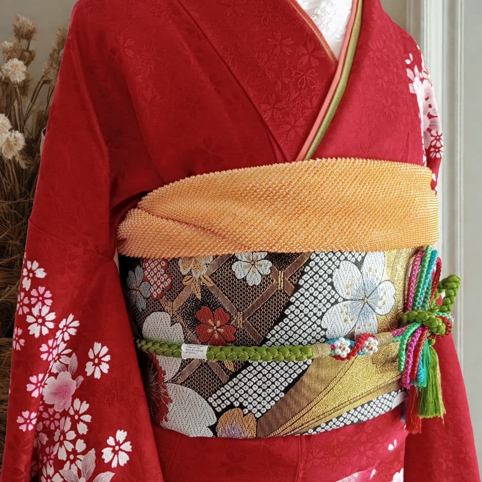 ☆新年特価！値下げ☆一蔵 正絹赤振袖6点セット｜桜模様入り│成人式