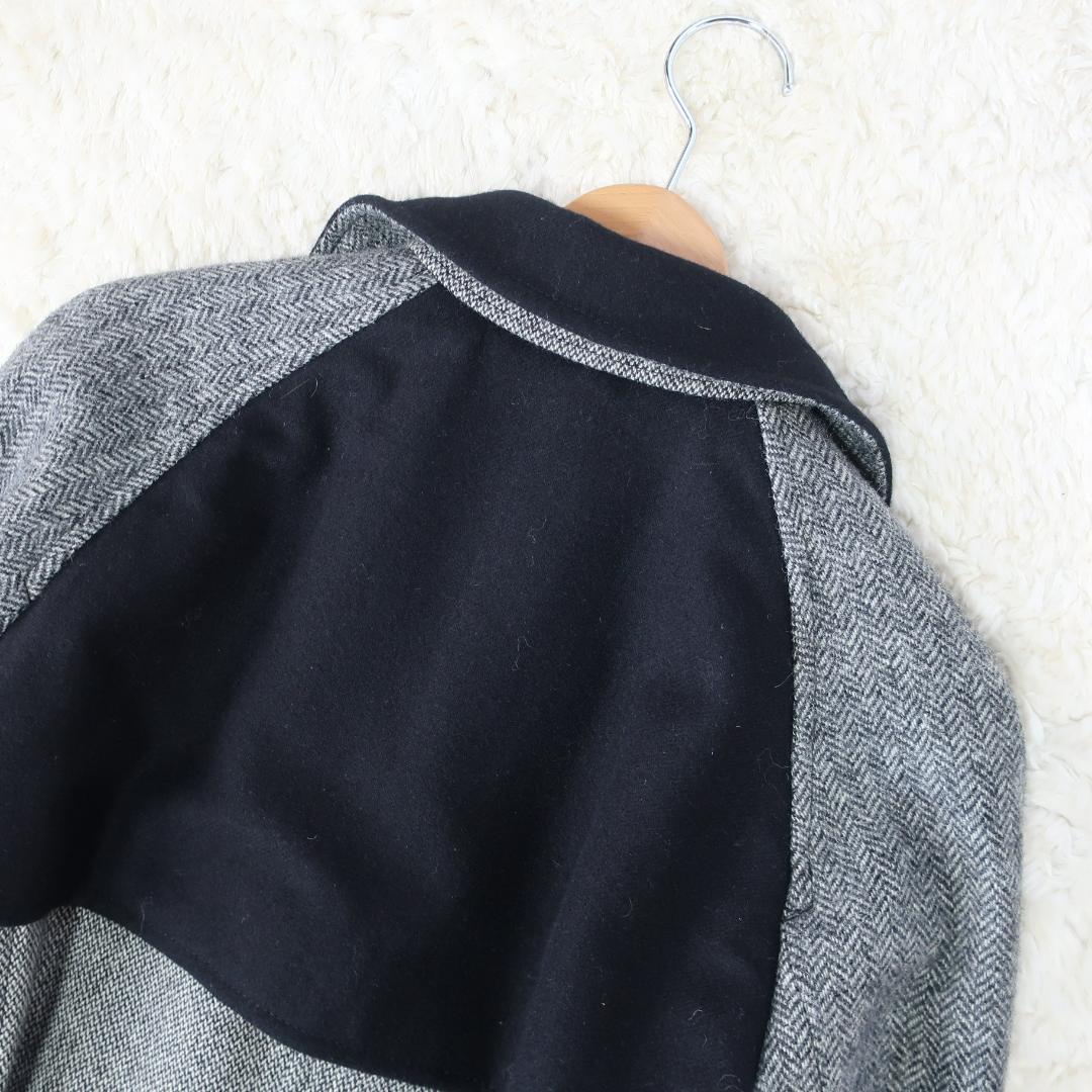 ポールスミス ロングコート バイカラー ヘリンボーン ウール グレー 黒