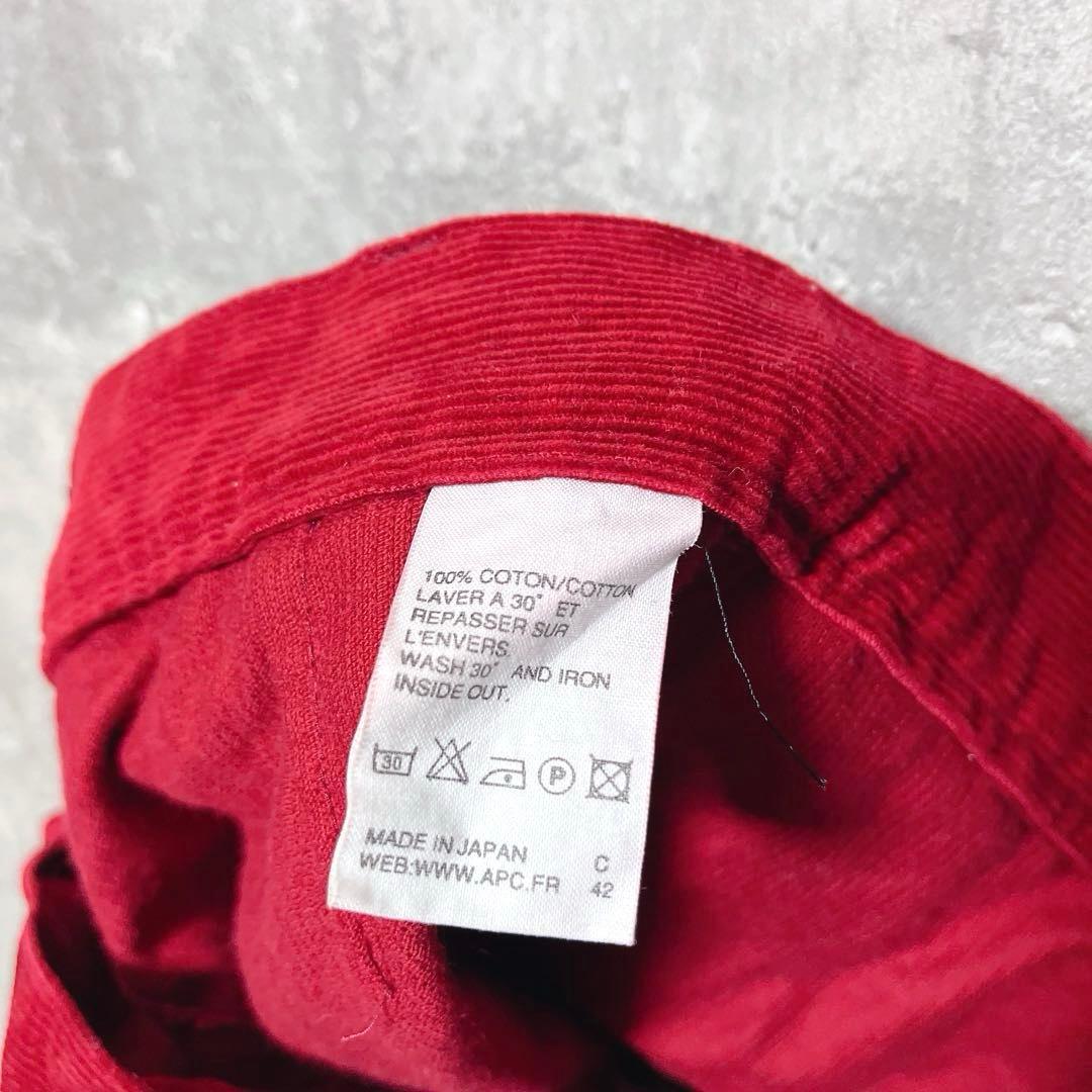 A.P.C. アーペーセー 膝丈コーデュロイタイトスカート 38 レッド