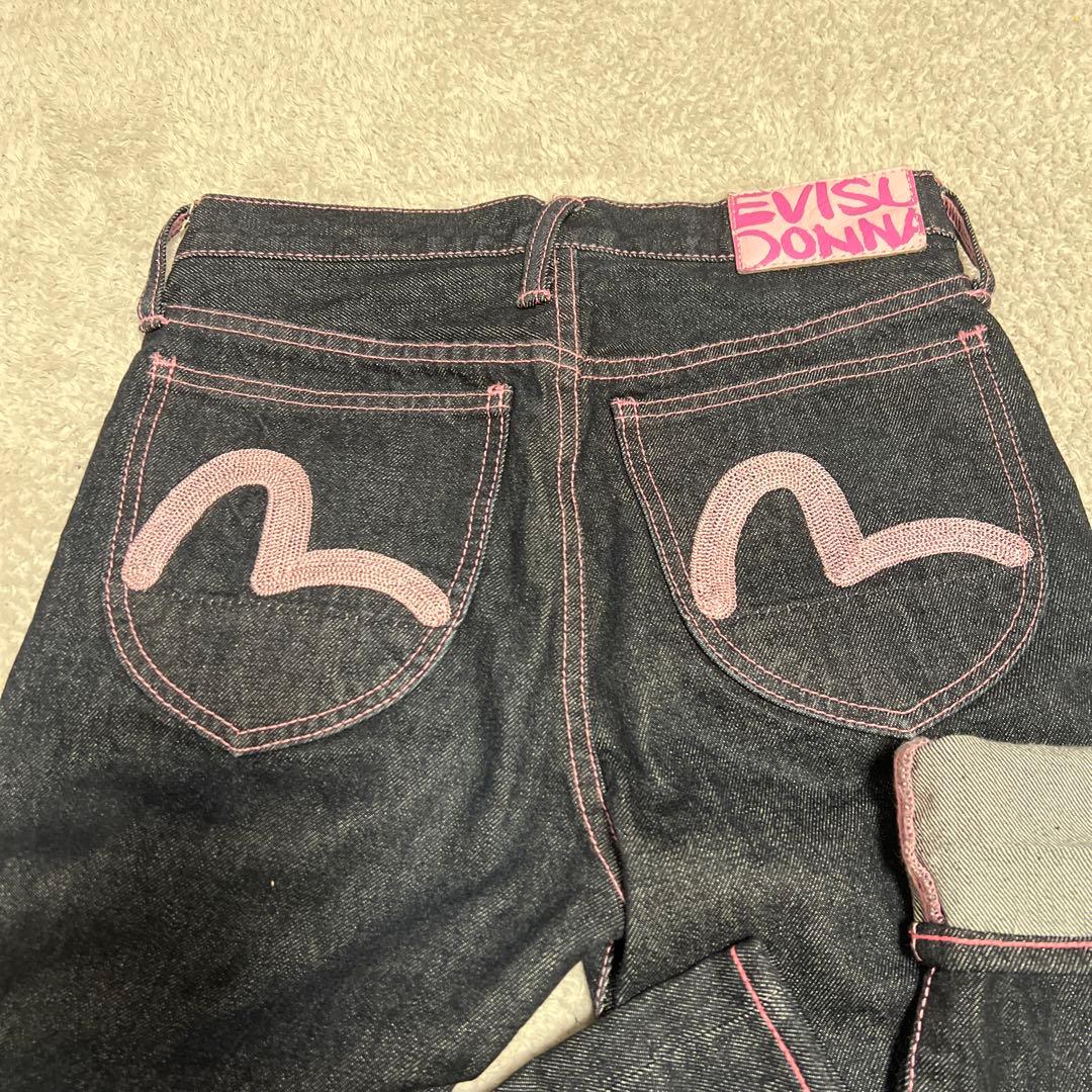 美品✨エビスEVISU デニム ピンク カモメ ステッチ ジーンズ24インチ