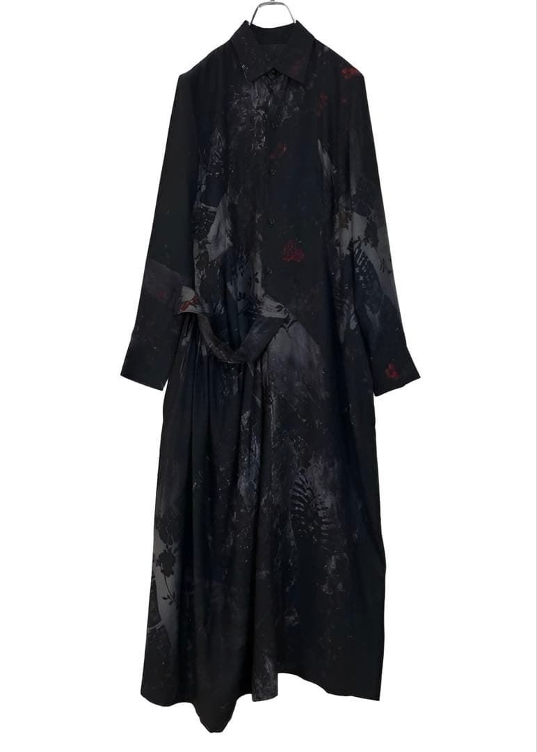 あられひなY's ワイズ 美品 フラワープリント ドレス 黒1 フラワー×リーフレース パーティードレス｜パーティードレス・結婚式