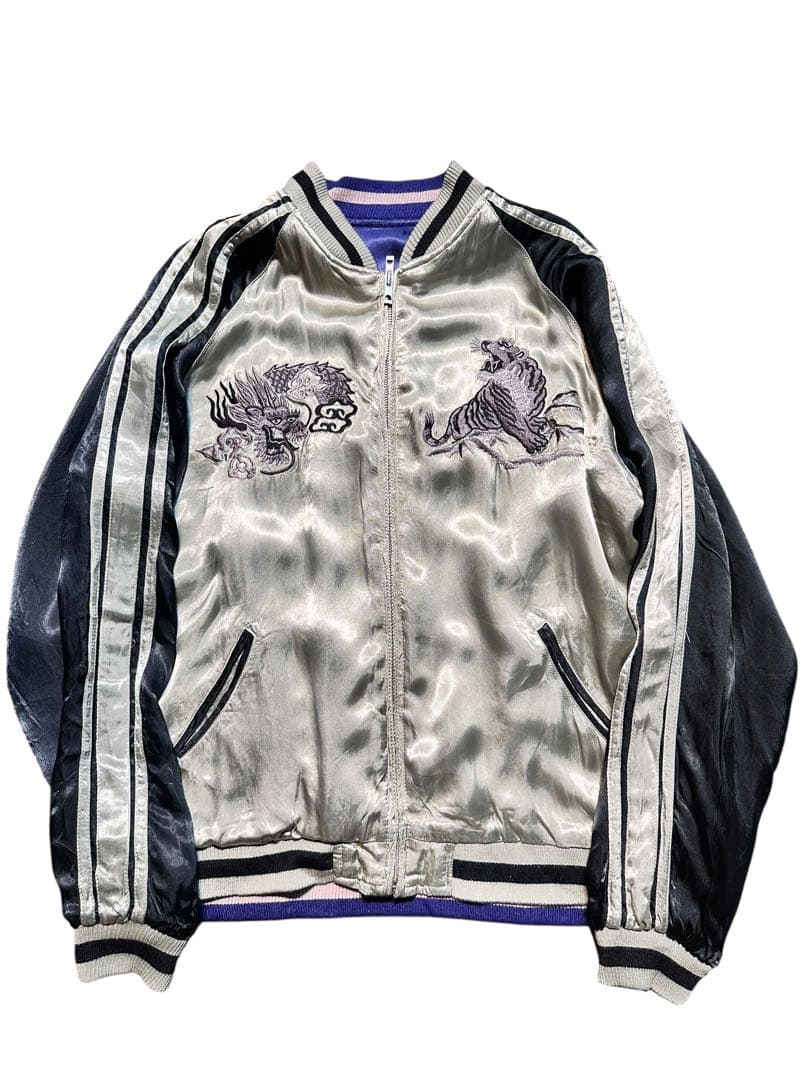 日本製！希少！人気！龍桜 豪華刺繍！リバーシブルスカジャン サイズL