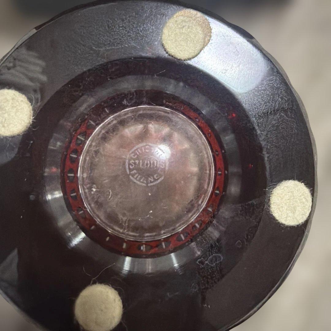 最高級クリスタル】サンルイクリスタル 花瓶 フラワーベース レッド 箱