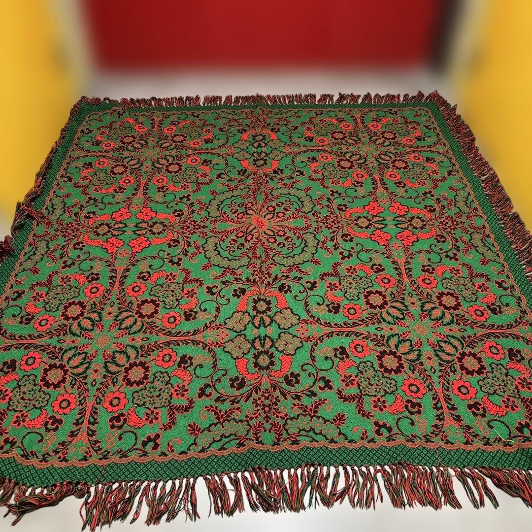 80s 昭和レトロ アンティーク アクリル こたつ上掛 198×180 花柄