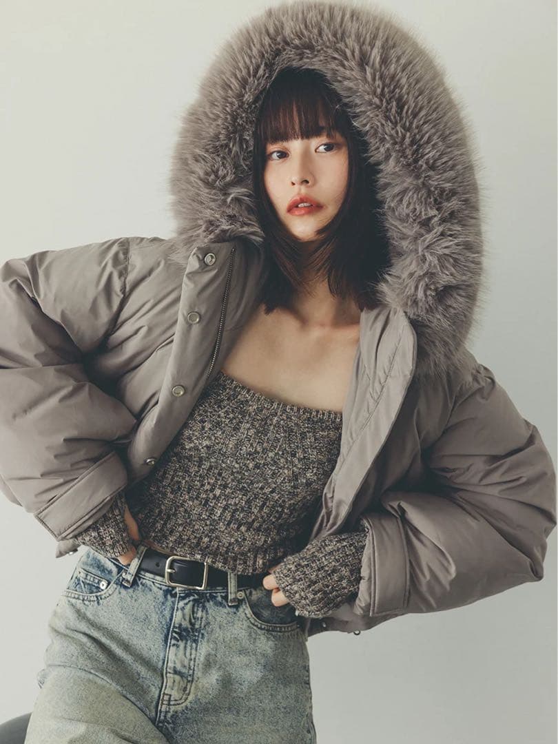 snidel スナイデル 西川 フードファーショートダウン モカ SNIDEL｜【WEB限定カラーあり】西川フードファーショートダウン