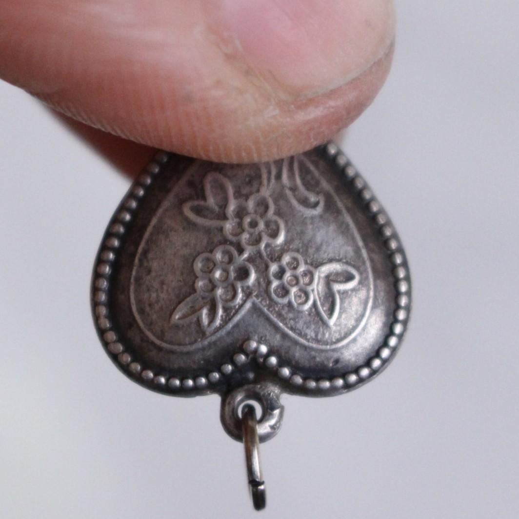 40s スウィートハートジュエリー WW2 シルバー 古着に 三輪 勿忘草