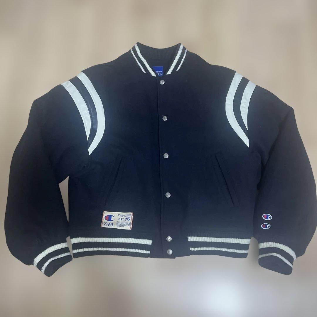 CHAMPION ZARA キルティングボンバージャケット スタジャン