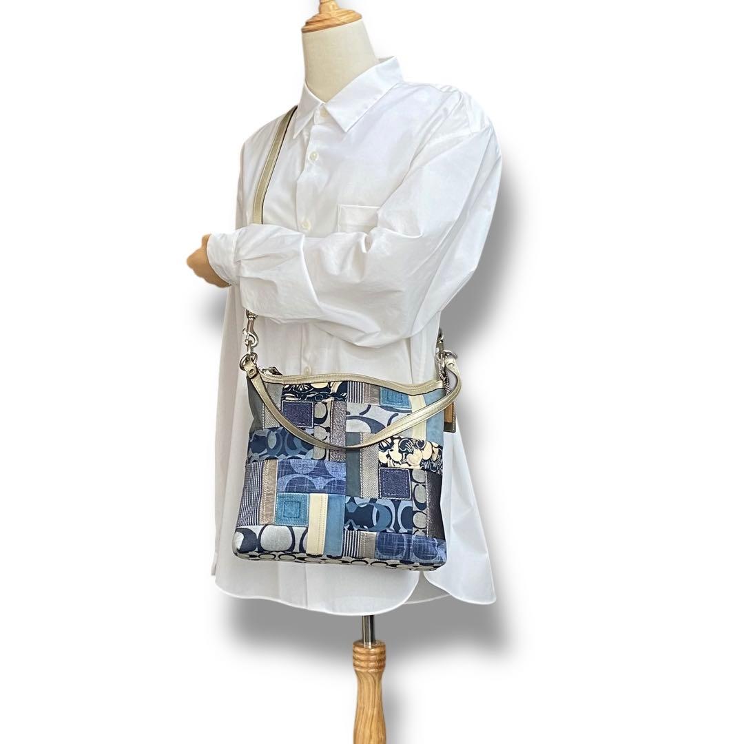 Coach コーチ デニム パッチワーク ワンショルダーバッグ 2way - メルカリ