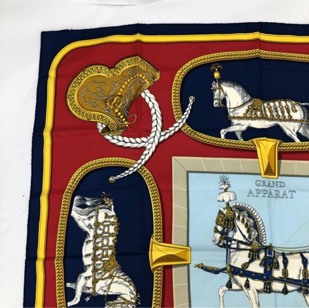 HERMES エルメス カレ90 技工の火 スカーフ レッド系 タグあり