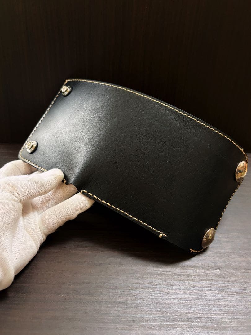 牛ヌメ革 ハンドメイド 折り財布 栃木レザー（サドルレザー） メンズ