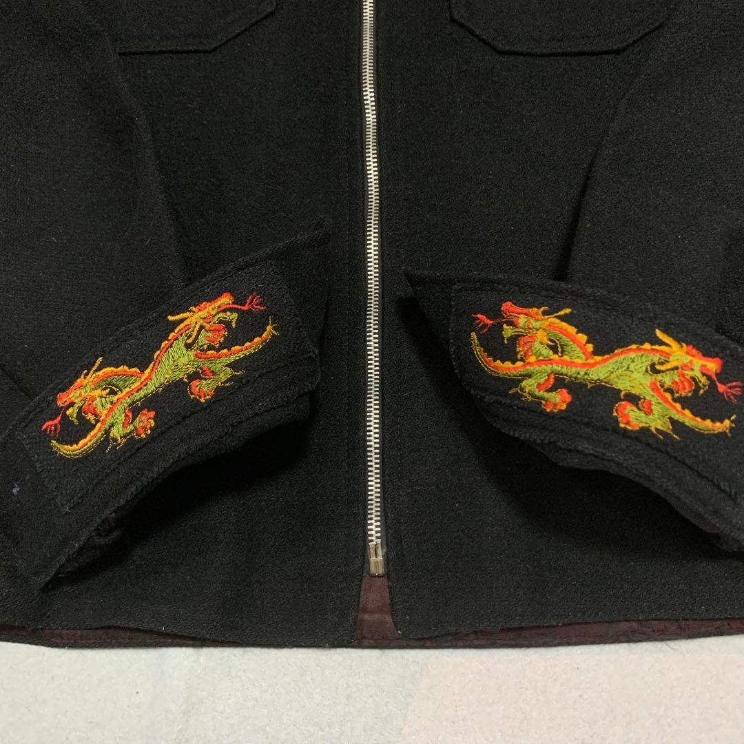 希少美品 80s ツアージャケット スーベニアジャケット NAVY 刺繍 別珍