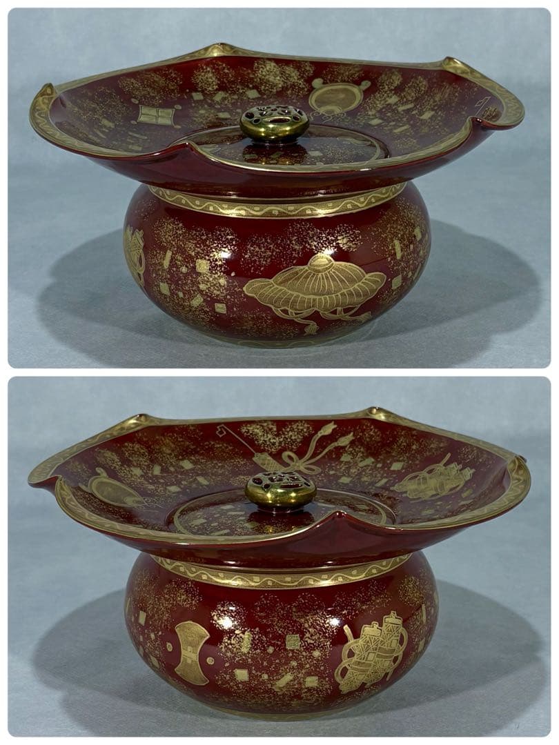 嵯峨野窯 平安 紫香造 金蘭手 砂金袋 水指 美品 共箱