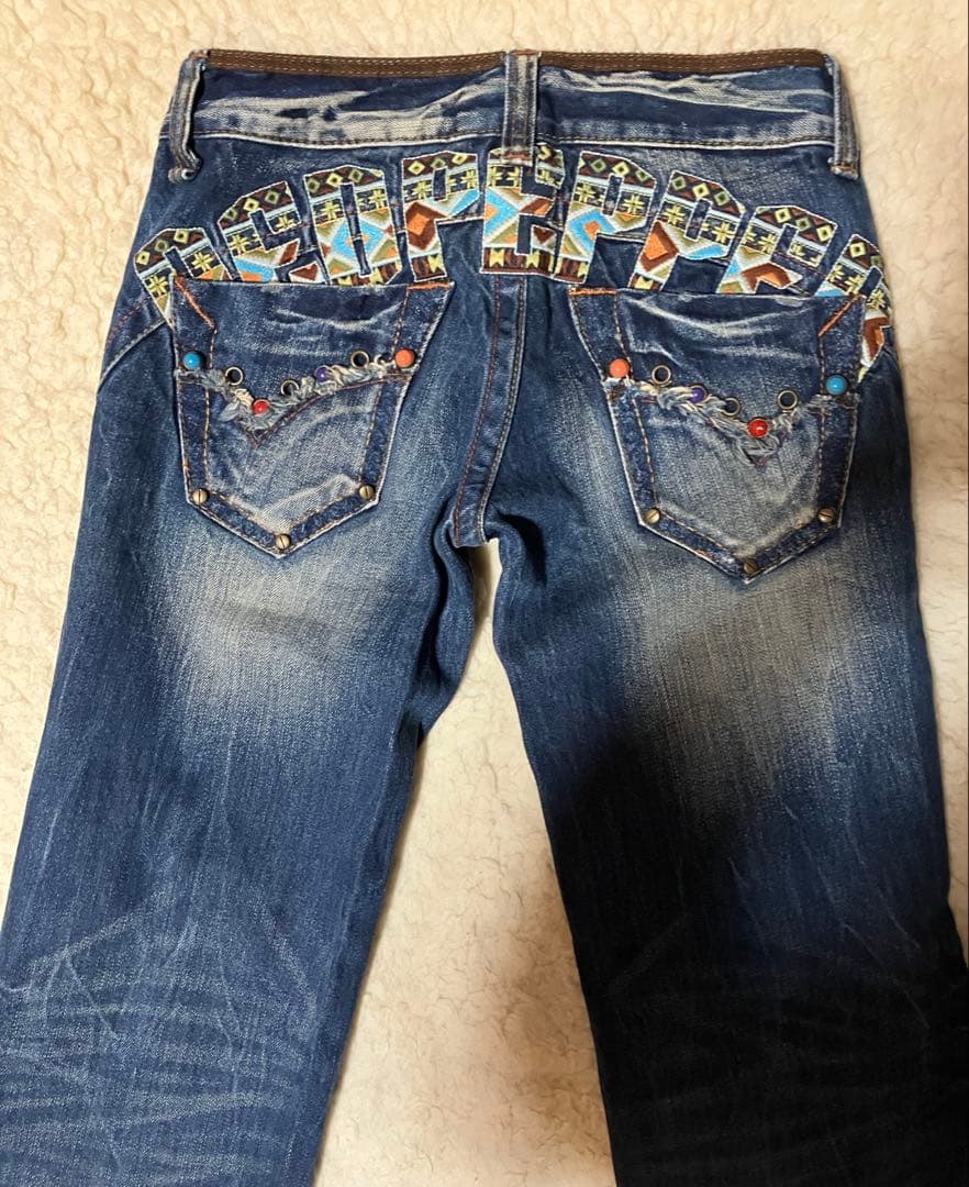 レッドペッパー y2k 平成ギャル 刺繍 フェード ブーツカットデニム26