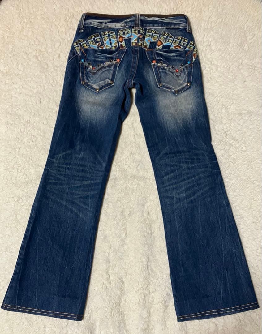 レッドペッパー y2k 平成ギャル 刺繍 フェード ブーツカットデニム26