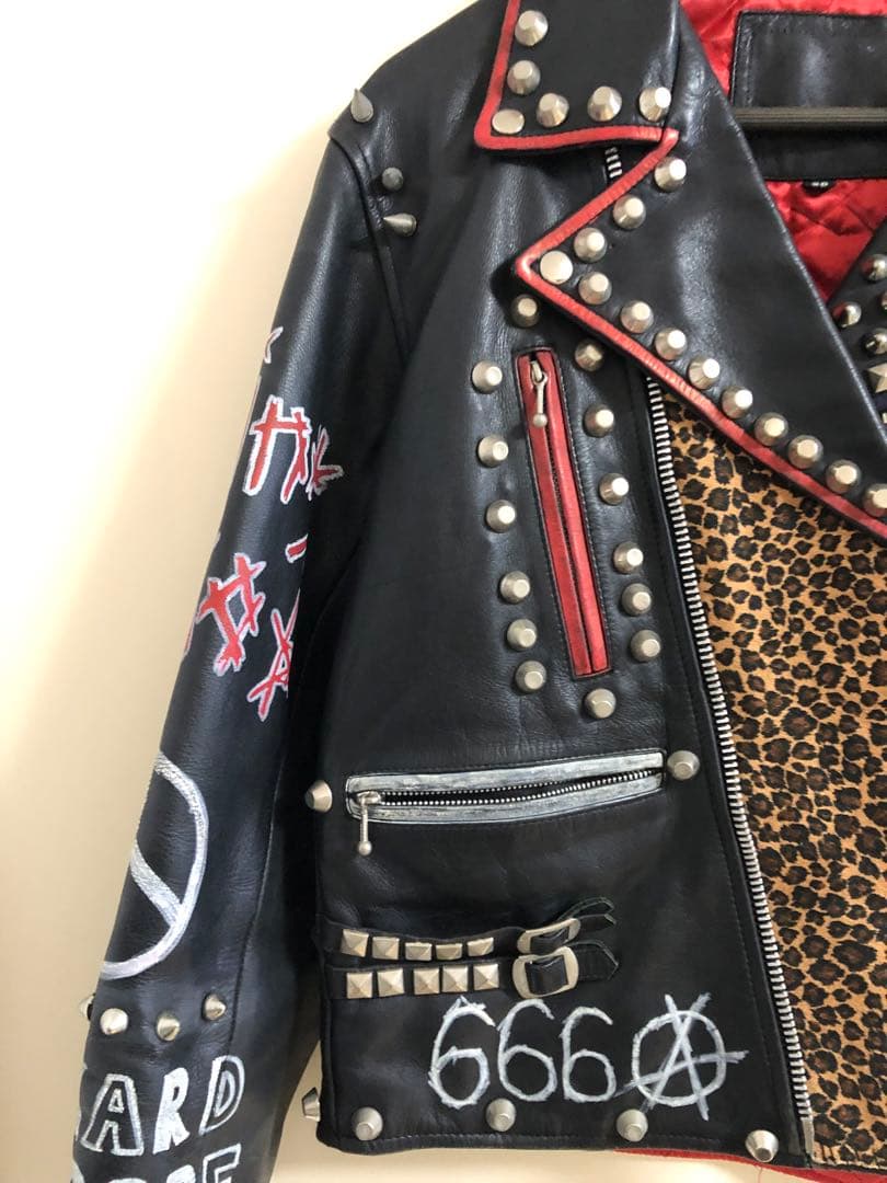 渋谷candy購入 スタッズダブルライダースジャケット - メルカリ
