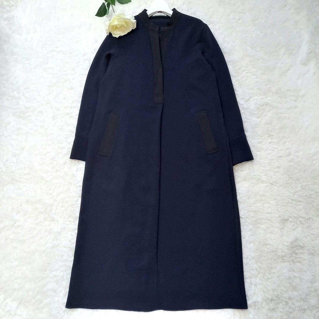 定価4.4万 ☆美品《BEIGE》24SS スキッパードレス ネイビー×ブラック