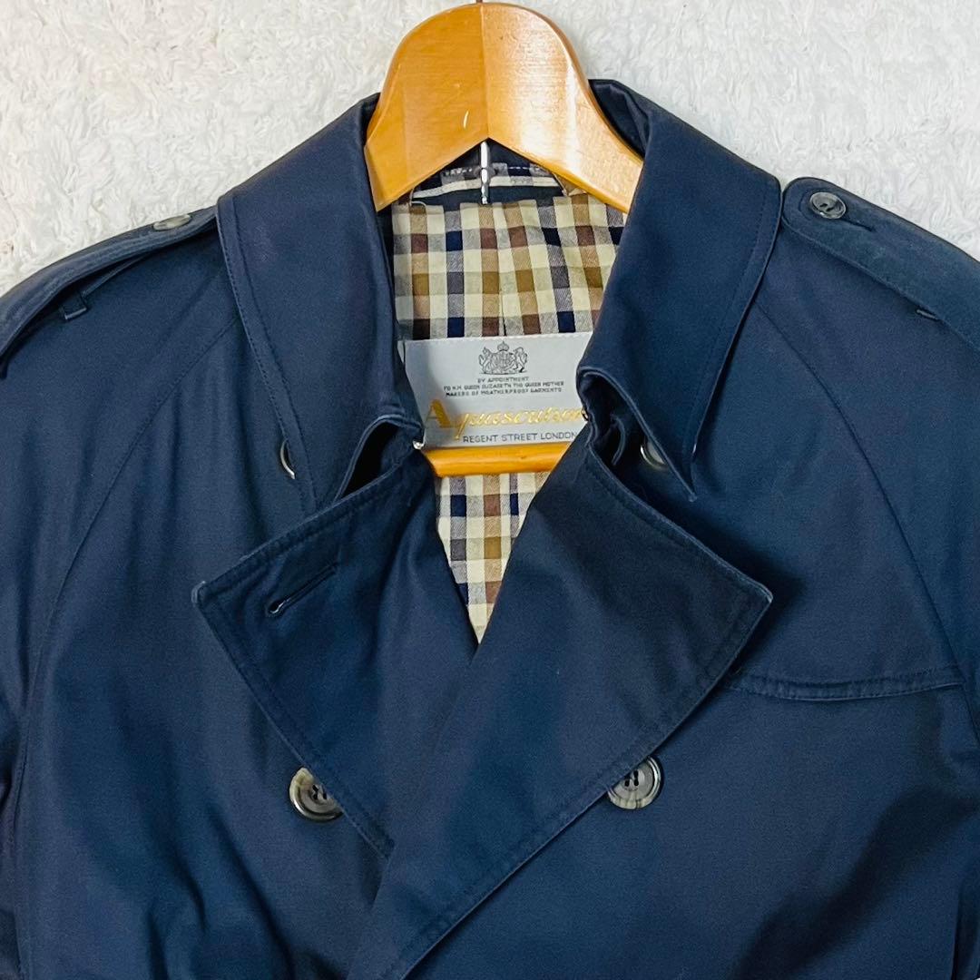 極美品✨アクアスキュータム トレンチコート Aqua5 希少紺色 英国80's