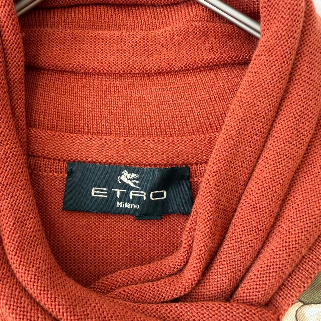 ETRO ミラノ スカーフ柄 ウールトップス シルク 長袖 重ね襟