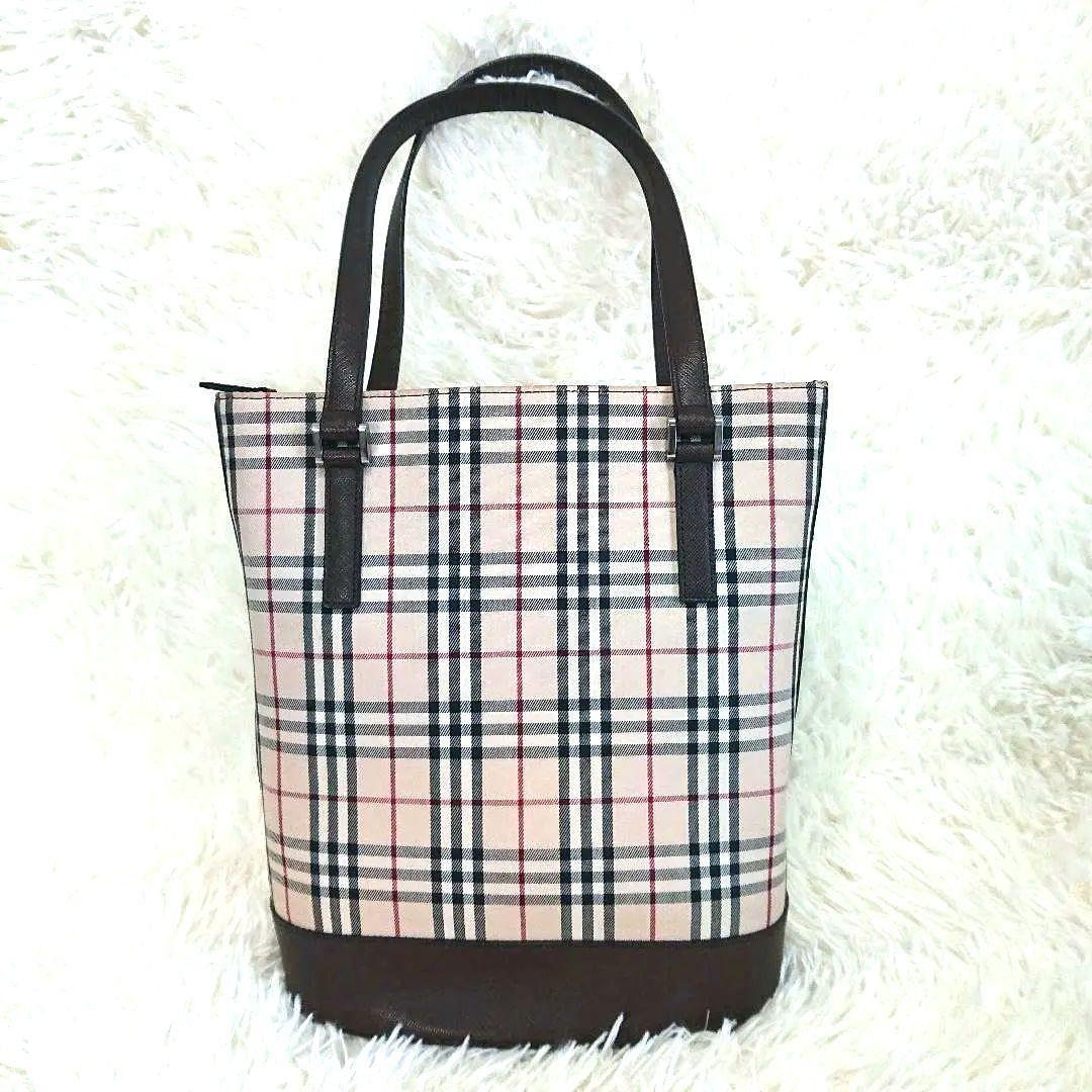 BURBERRYノバチェック柄バケツ型トートバッグ 中型 ベージュ - メルカリ