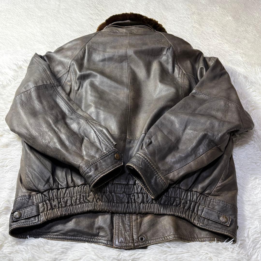 90s】G-1 フライトレザージャケット M ムートン襟ボア・ライナー付き完
