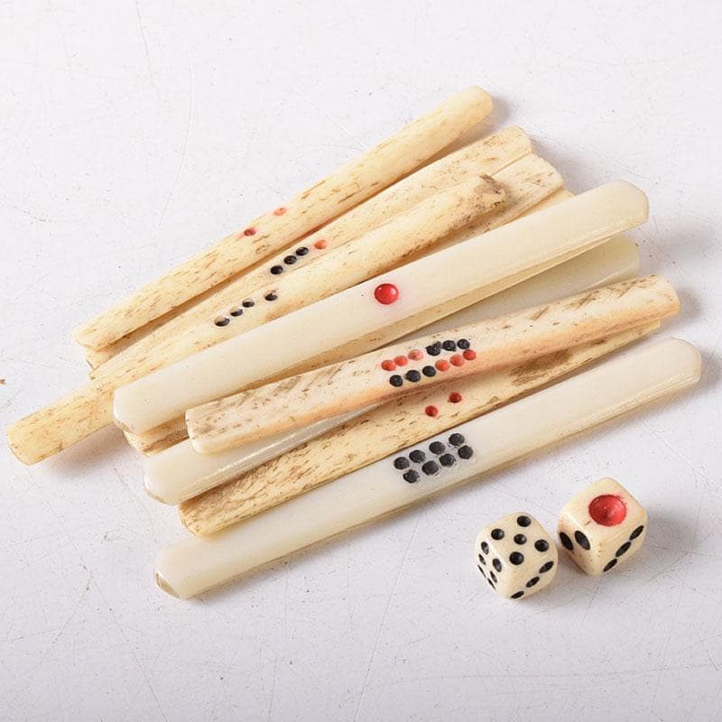 ぶるースカイ様専用 中国 竹嵌 骨牌 背竹牌 麻雀牌 ケース付 C 7747