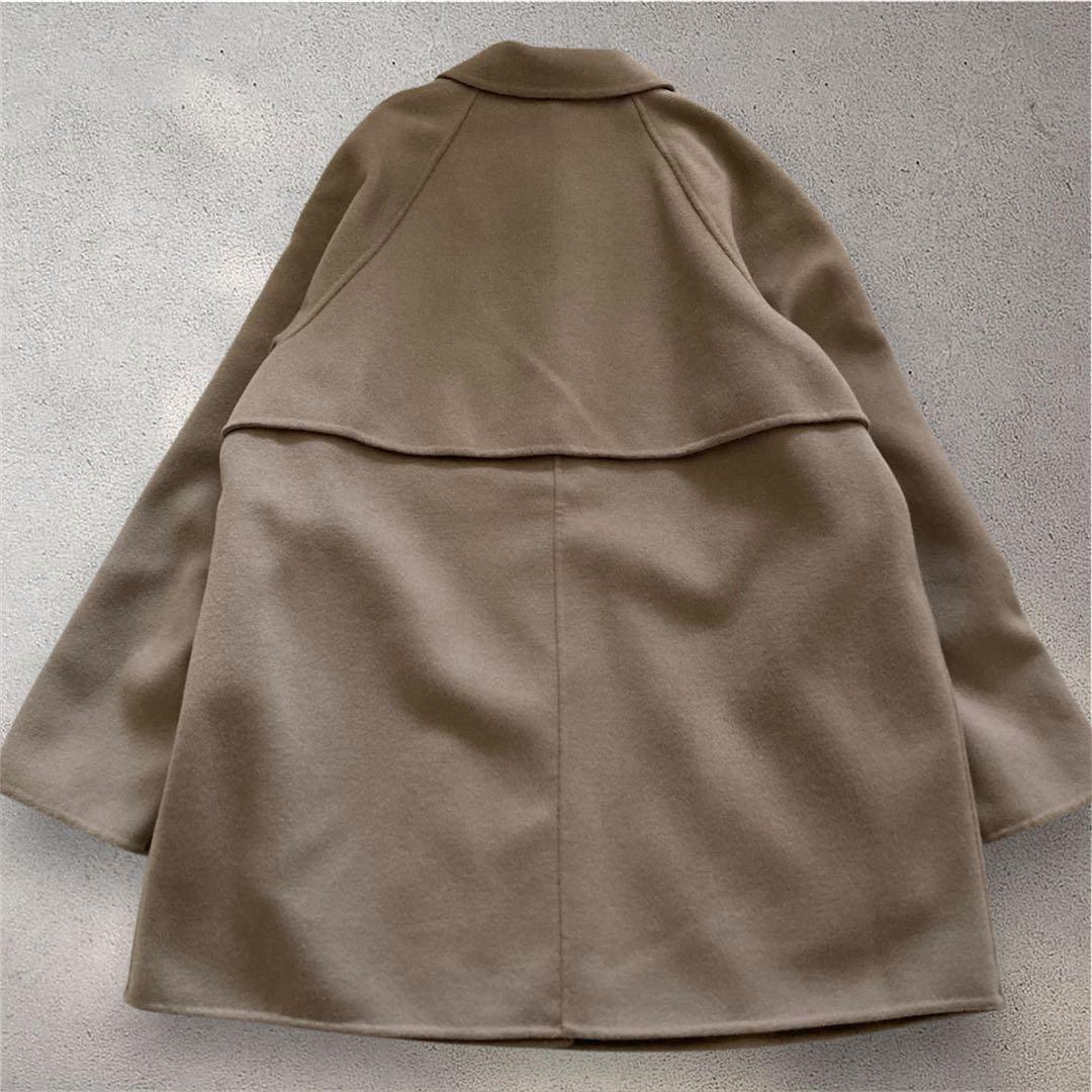 美品】INDIVI 36 ハミルトンラムズウール ステンカラーリバーコート