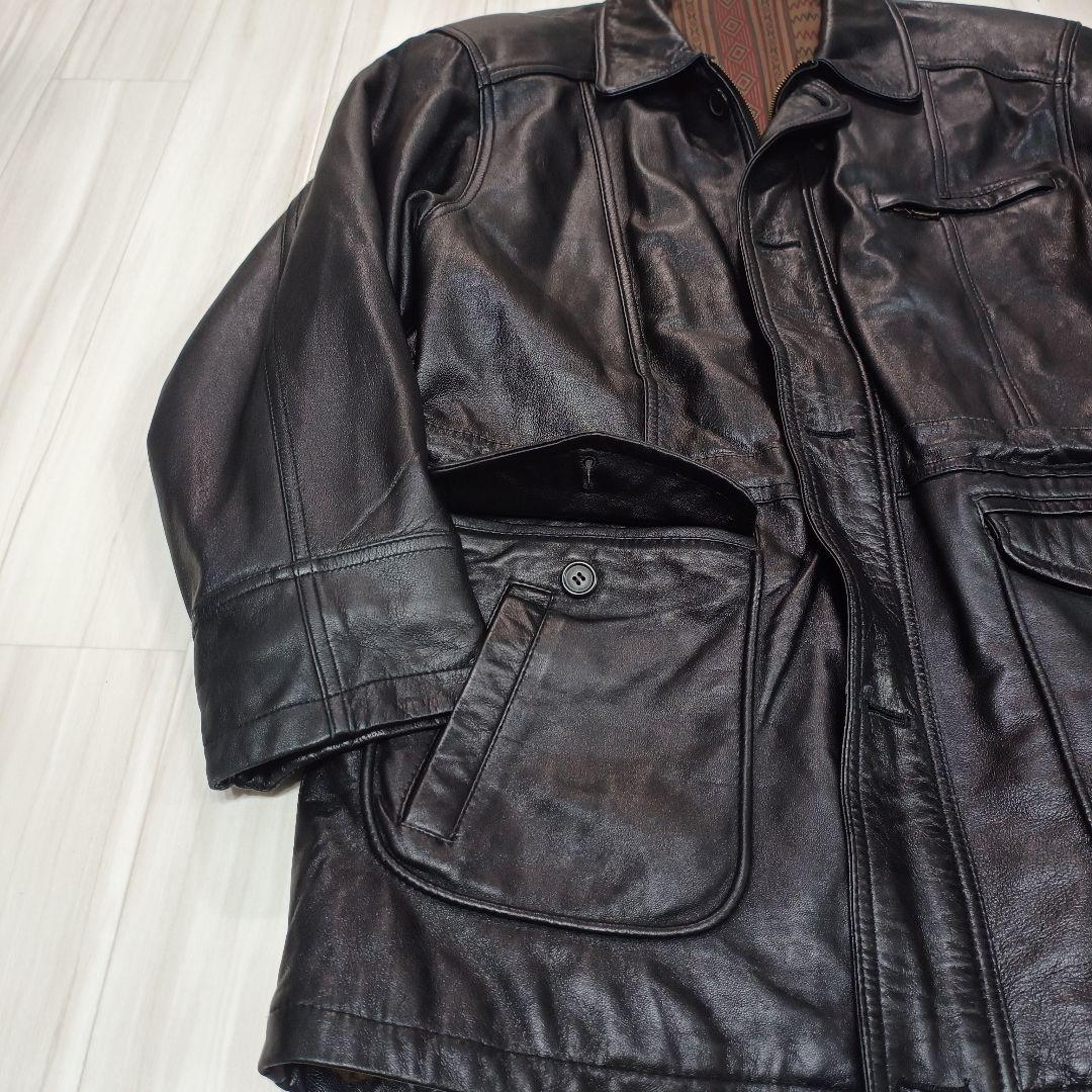 羊革】 ラムレザー カーコート ジャケット ブラック ジャケット XL