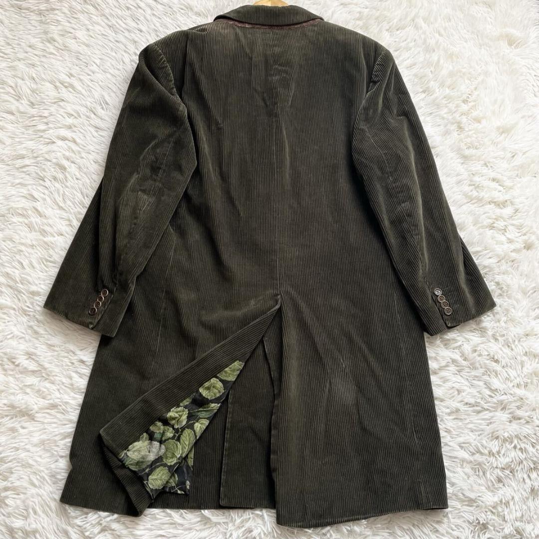 ポールスミス チェスターコート 総柄 裏地 花柄 コーデュロイ ロング