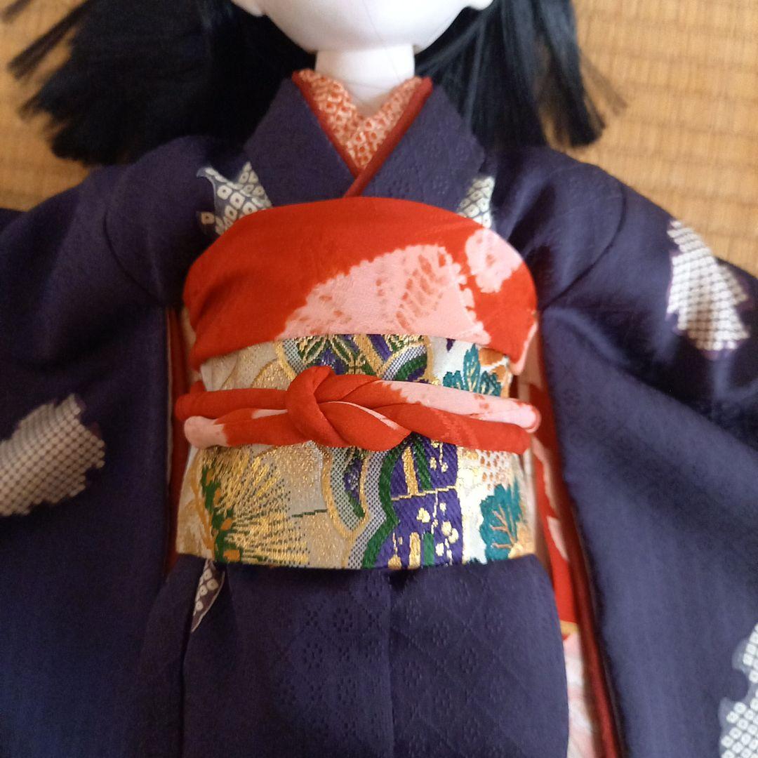 市松人形 15号 着物 比翼付き 襦袢 作り帯 帯揚げ帯締め 正絹
