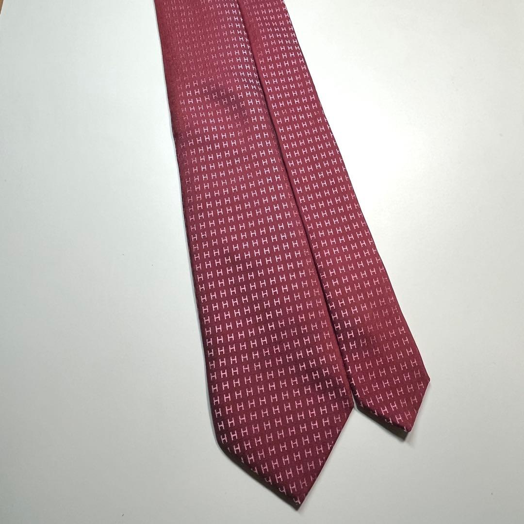 希少色✨極美品✨HERMES エルメス ネクタイ 高級シルク ファソネ H柄