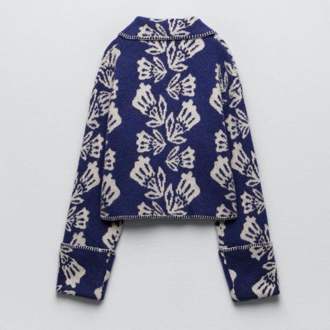 ZARA ザラ ジャガード ニットカーディガン - メルカリ