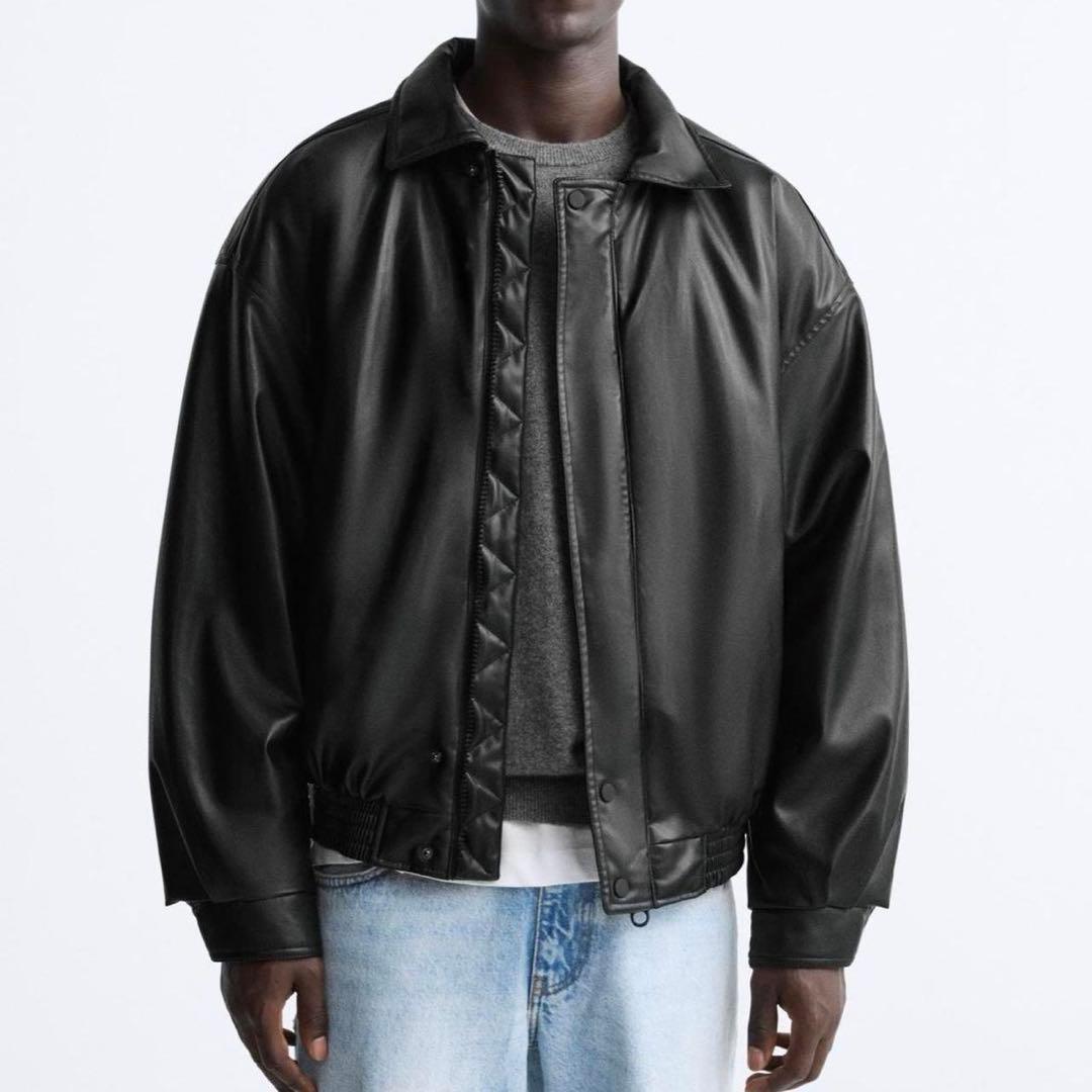 zara フェイクレザーボンバージャケット - メルカリ