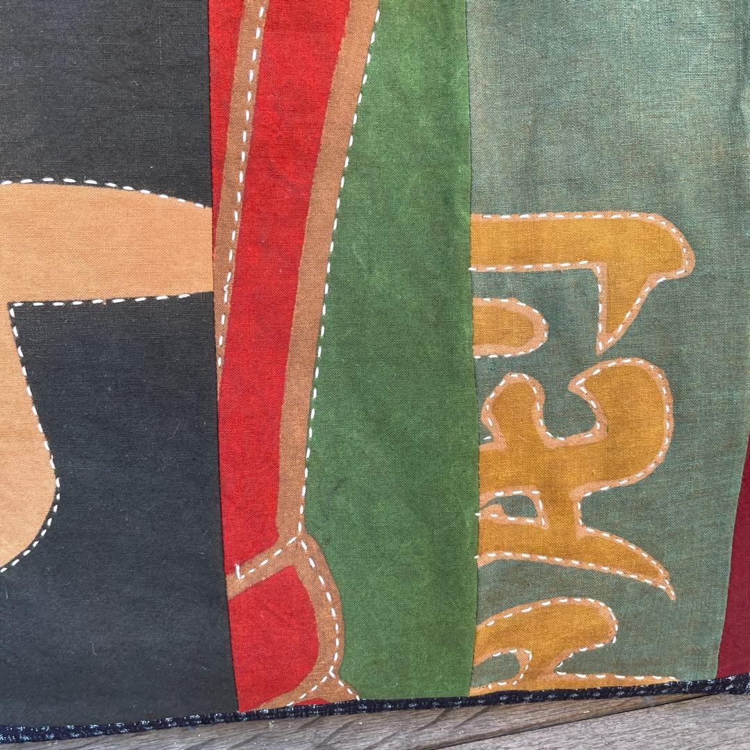 M36 のぼり旗 柿渋染め 刺し子 古布リメイク ハンドメイドバッグ 藍染