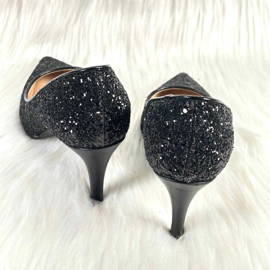DIANA ダイアナ グリッターパンプス 黒 ラメ ポインテッドトゥ