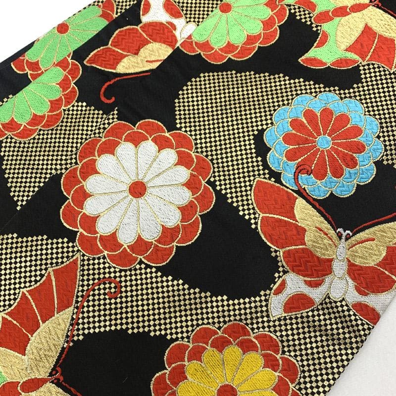 602ag41□七五三 七歳 女児 着物&丸帯&長襦袢 金駒刺繍 鶴□状態良好