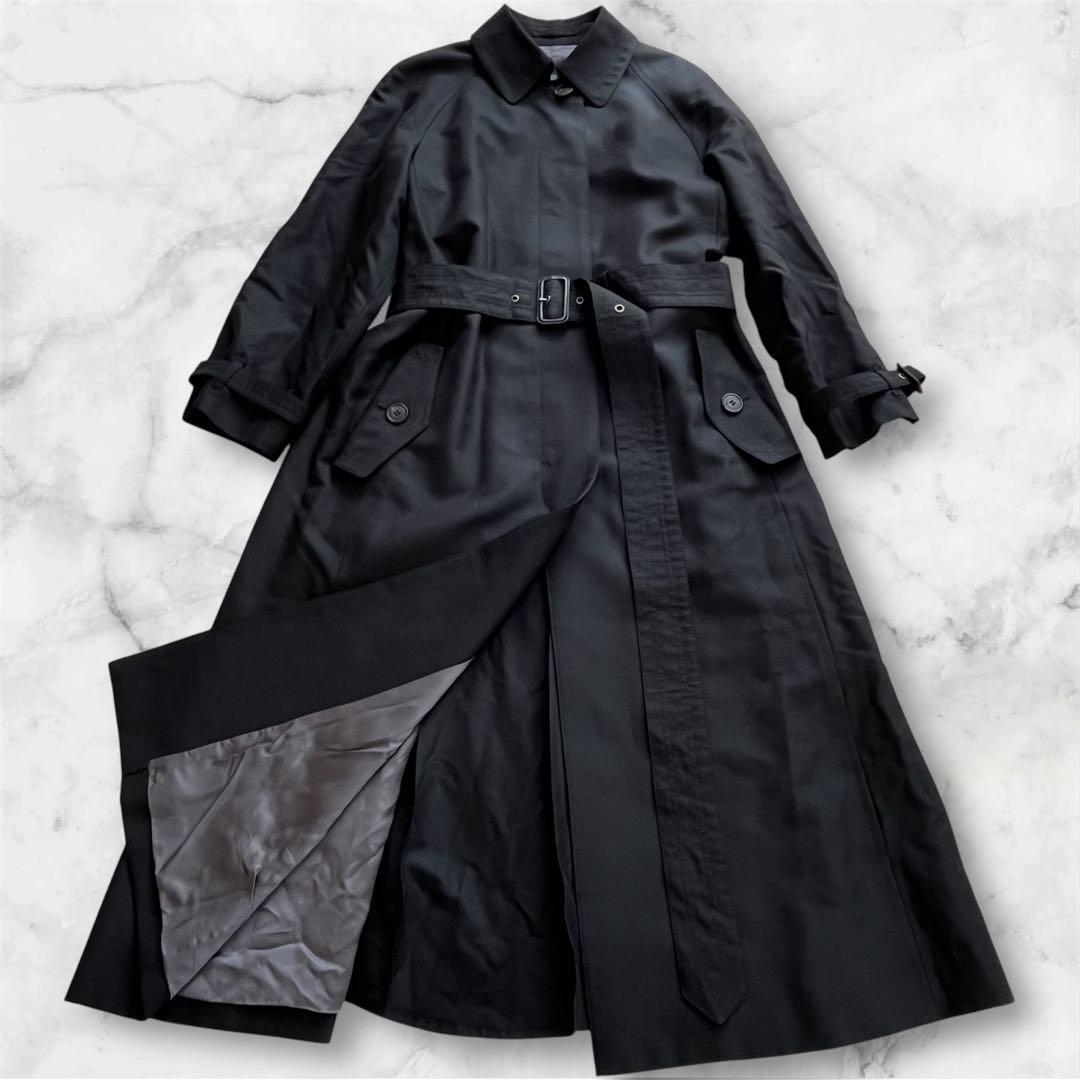 美品】アクアスキュータム シルク混 L ベルテッドステンカラーコート