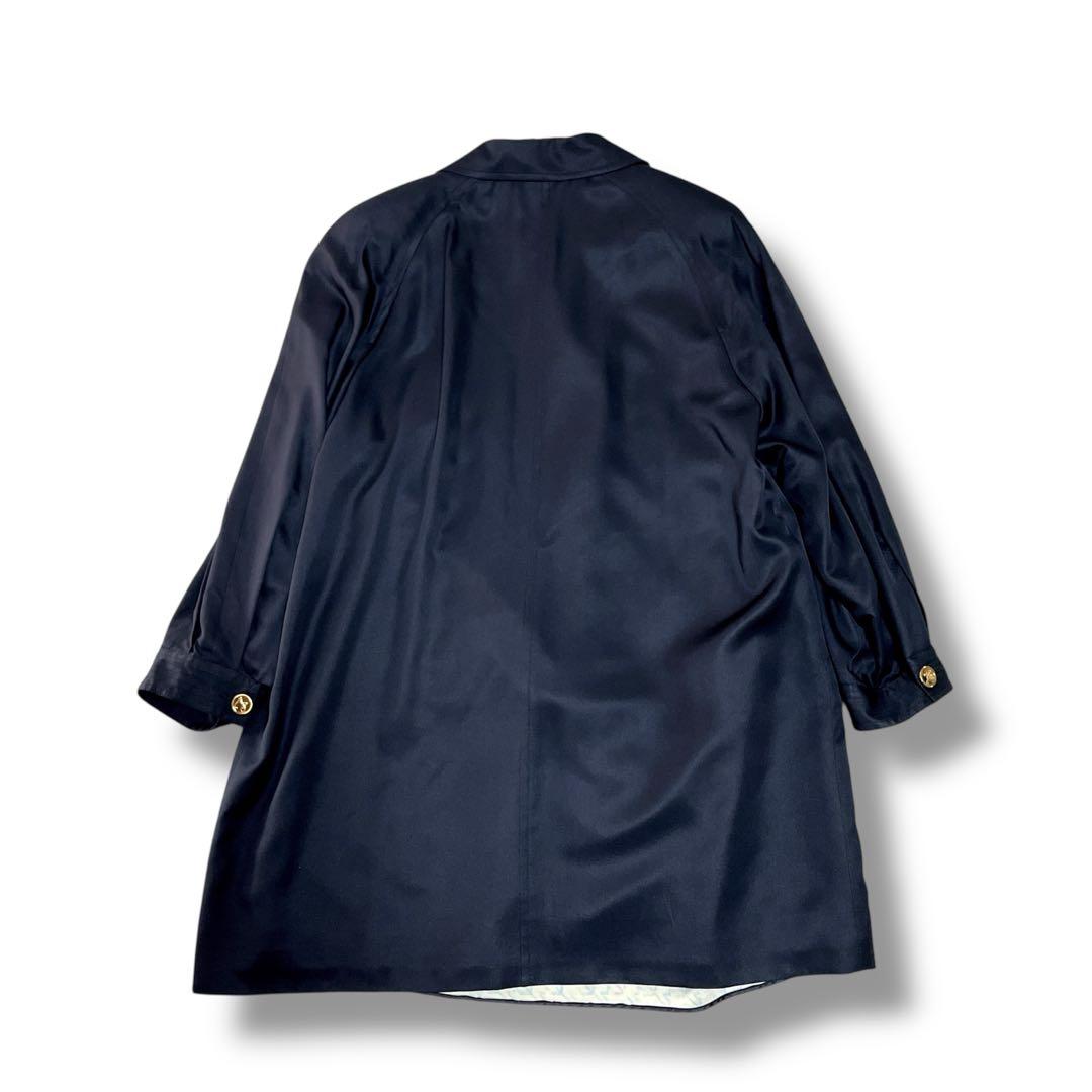 レオナール】シルク100% 裏地マルチカラー 総柄 金ボタン コート M相当