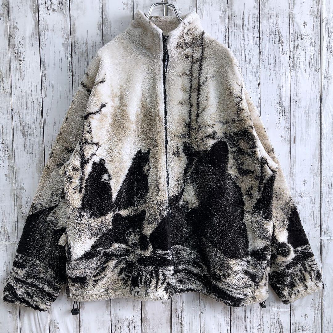 90s BLACK MOUNTAIN クマ ベアー 総柄 ボア フリース - メルカリ