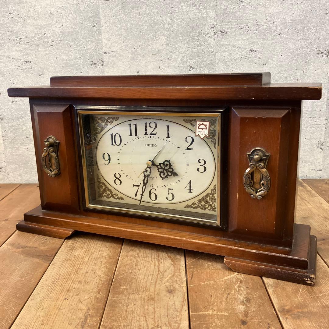ビンテージ セイコー SEIKO クオーツ 木製フレーム 置時計 アラーム